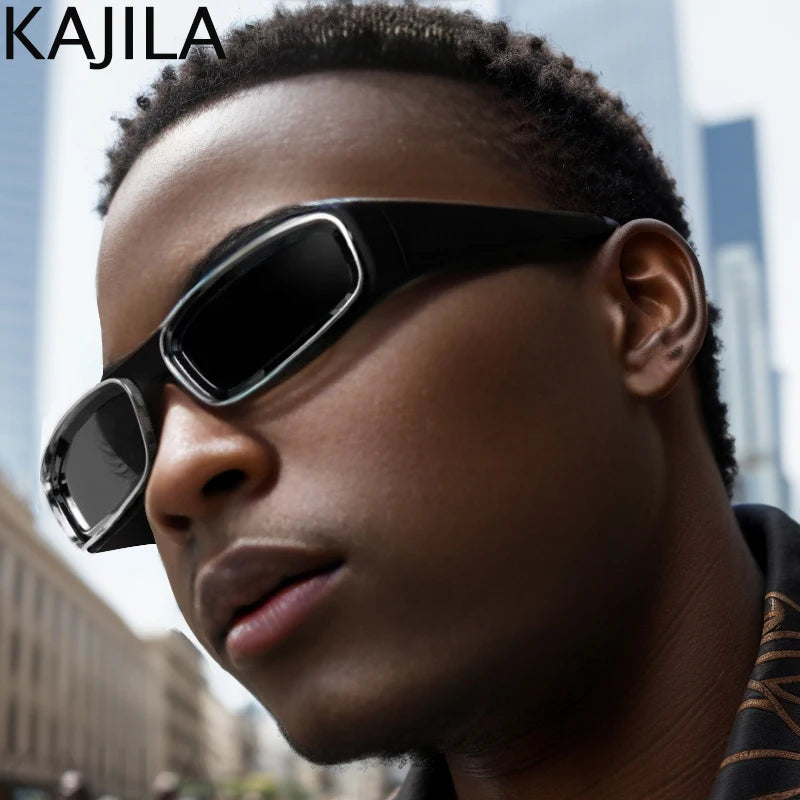 Petites Lunettes de Soleil Rectangulaires Punk pour Hommes-CNG